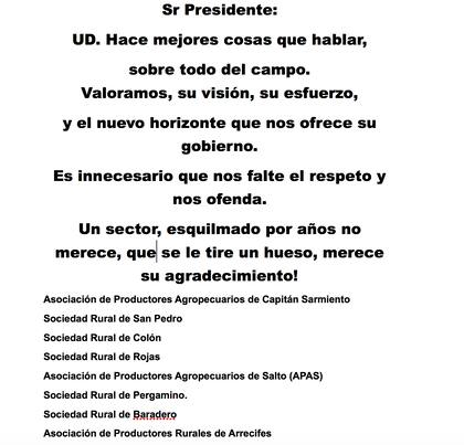 El comunicado de las ocho entidades ruralistas bonaerenses