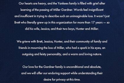 Los New York Yankees emitieron un comunicado tras la muerte de Miller