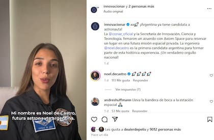 El comunicado de Noel de Castro en las redes sociales al convertirse en la primera astronauta argentina