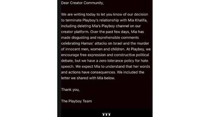 El comunicado de Playboy tras despedir a Mía Khalifa