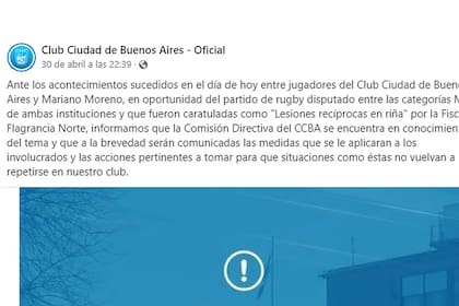 El comunicado del club