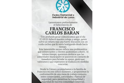 El comunicado del Centro Comercial e Industrial de Lanús
