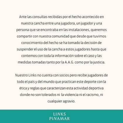 El comunicado del club de golf