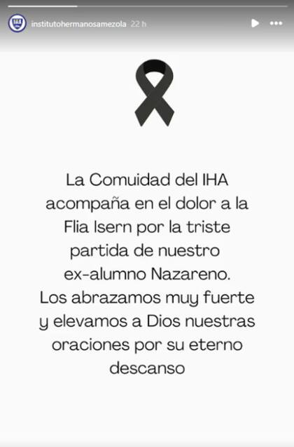 El comunicado del colegio de Nazareno, tras su asesinato