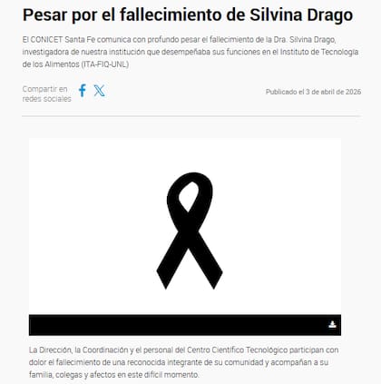 El comunicado del Conicet de Santa Fe tras el femicidio de Drago