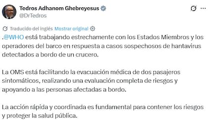 El comunicado del director general de la OMS, Tedros Adhanom Ghebreyesus