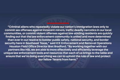 El comunicado del ICE sobre el arresto en Texas