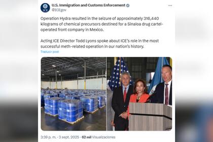 El comunicado del ICE sobre el exitoso operativo