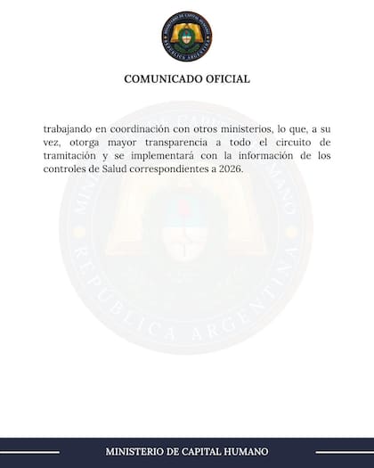 El comunicado del Ministerio de Capital Humano