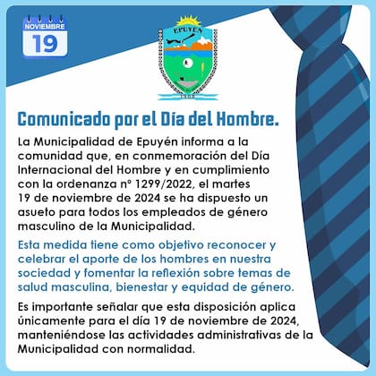 El comunicado del municipio de Epuyén.