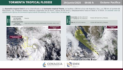 El comunicado del Servicio Meteorológico Nacional (SMN), de la Comisión Nacional del Agua (Conagua) sobre la tormenta tropical Flossie