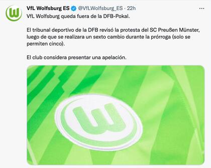 El comunicado del Wolfsburgo tras ser eliminado de la Copa