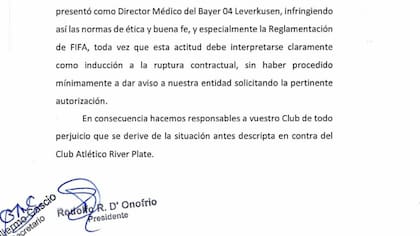 El comunicado emitido por River este lunes