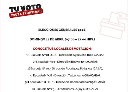 El comunicado oficial con las seis sedes para votar en la Ciudad de Buenos Aires