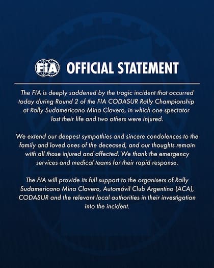 El comunicado oficial de la FIA
