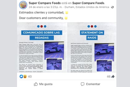 El comunicado oficial de la cadena de supermercados Compare Foods, donde fue visto el vehículo que simulaba ser de la patrulla fronteriza