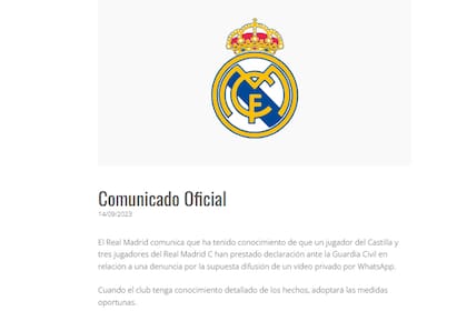 El comunicado oficial de Real Madrid ante la difusión de la denuncia que involucra a tres juveniles del club