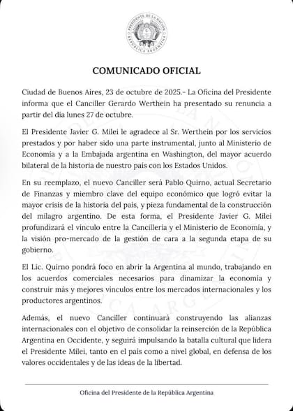 El comunicado oficial del Gobierno tras los cambios en el Gabinete