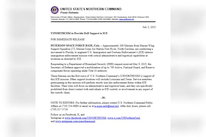 El comunicado oficial del organismo nacional para el apoyo al ICE en Florida, Texas y Luisiana