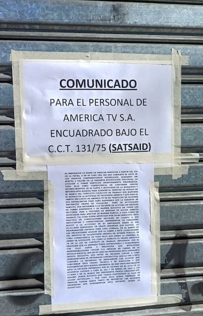 El comunicado para el pesonal de América TV