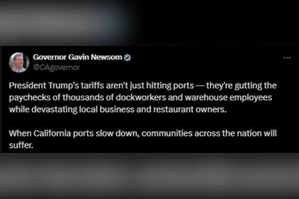 El comunicado que compartió en redes sociales Newsom e hizo referencia a la medida de Trump