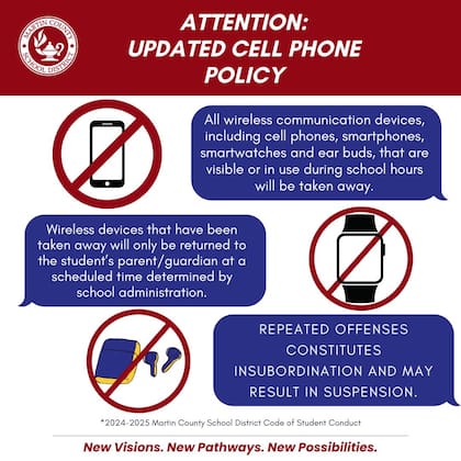 El condado de Martin aplicó medidas más rígidas sobre el uso de dispositivos electrónicos en las escuelas