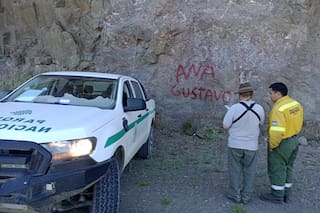 Qué dijo el camionero filmado cuando pintaba una montaña en el Nahuel Huapi