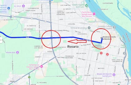 El conductor se desvió de la ruta original de Mendoza y Oroño y se dirigía a la salida de la Autopista Rosario- Córdoba (Ruta 9)