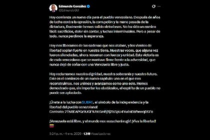 El confuso posteo en la cuenta de X de González Urrutia