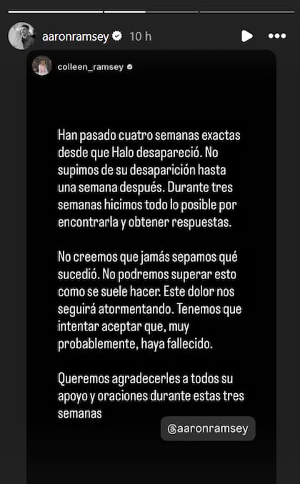 El conmovedor comunicado de la familia