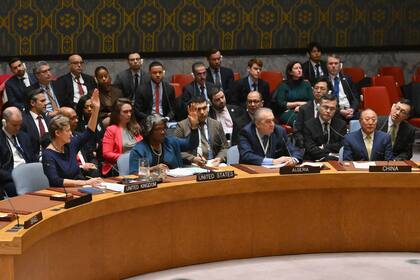 El Consejo de Seguridad de la ONU vota una moción para un alto el fuego en Gaza y un acuerdo de rehenes en la sede de la ONU en Nueva York, el 22 de marzo de 2024