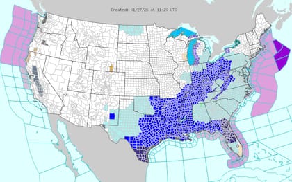 El contraste entre el aire ártico y las aguas templadas de los Grandes Lagos generará nevadas intensas durante el martes y miércoles, fenómeno que podría reactivarse el jueves por una baja presión sobre Ontario