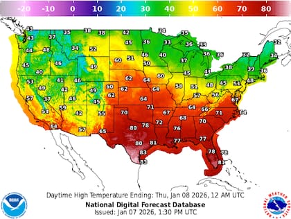 El contraste térmico en EE.UU. queda reflejado por las temperaturas inusuales en gran parte de ese país