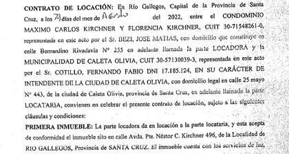 El contrato de locación del inmueble de los Kirchner que Máximo usó como búnker político.