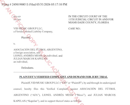 El contrato entre la AFA y la empresa VID Music Group.