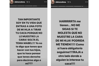 El contundente descargo de Dalma Maradona, dirigido a quienes la critican por no mostrar a su hija en las redes sociales