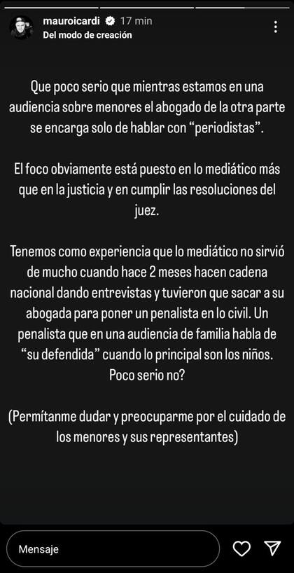 El contundente mensaje de Mauro Icardi (Captura: Instagram @mauroicardi)