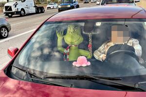 El "copiloto" verde que delató al conductor en una autopista de Arizona.