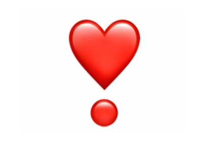 El corazón rojo con punto abajo tiene, en realidad, varios significados