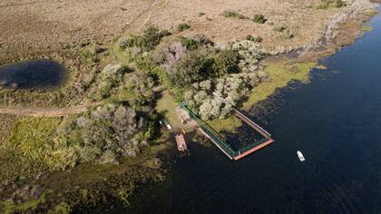 El corral de pre-suelta en la isla San Alonso, donde Alondra habita actualmente. Crédito: Rafael Abuín - CLT Argentina