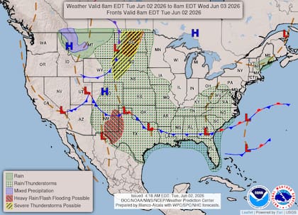 El corredor de granizo destructivo se extenderá hacia el sur, hasta alcanzar los límites de Texas, Nuevo México, Colorado, Kansas y Nebraska