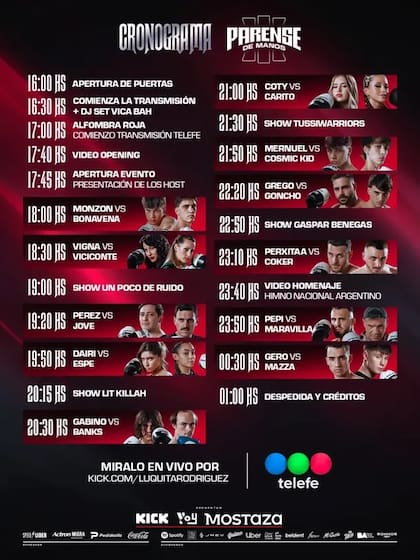 El cronograma completo del evento