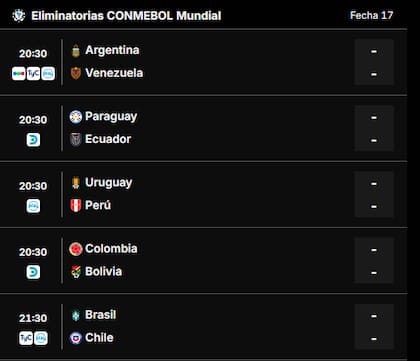 El cronograma de la penúltima fecha de las eliminatorias sudamericanas al Mundial 2026