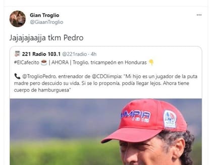 El cruce de bromas entre Pedro Troglio y su hijo Gian: "Tiene cuerpo de hamburguesa"