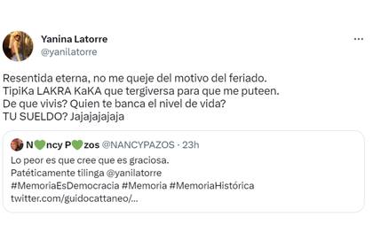 El cruce de Yanina Latorre y Nancy Pazos en Twitter