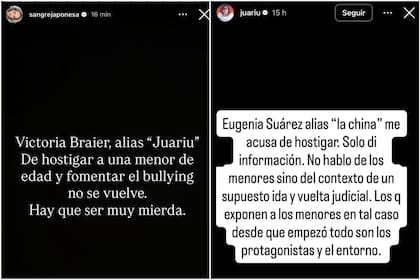 El cruce en redes entre la China Suárez y Juariu por el cumpleaños de Magnolia (Foto: Instagram @sangrejaponesa / @juariu)