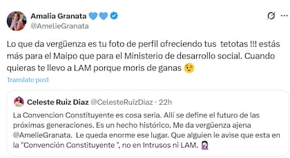 El cruce en X entre Amalia Granata y Celeste Ruiz Díaz
