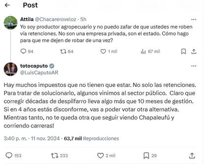 El cruce entre el productor agropecuario y Luis Caputo