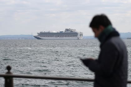 El crucero Diamond Princess, cerca del puerto de Yokohama