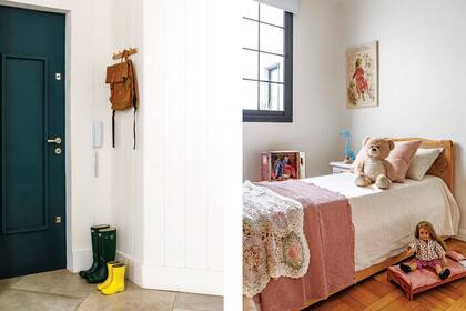 El cuadro, con una imagen de Sarah Kay, era de la dueña de casa. Manta, pie de cama y almohadones (todo, Lote Propio). Mesa de noche y cama vintage.